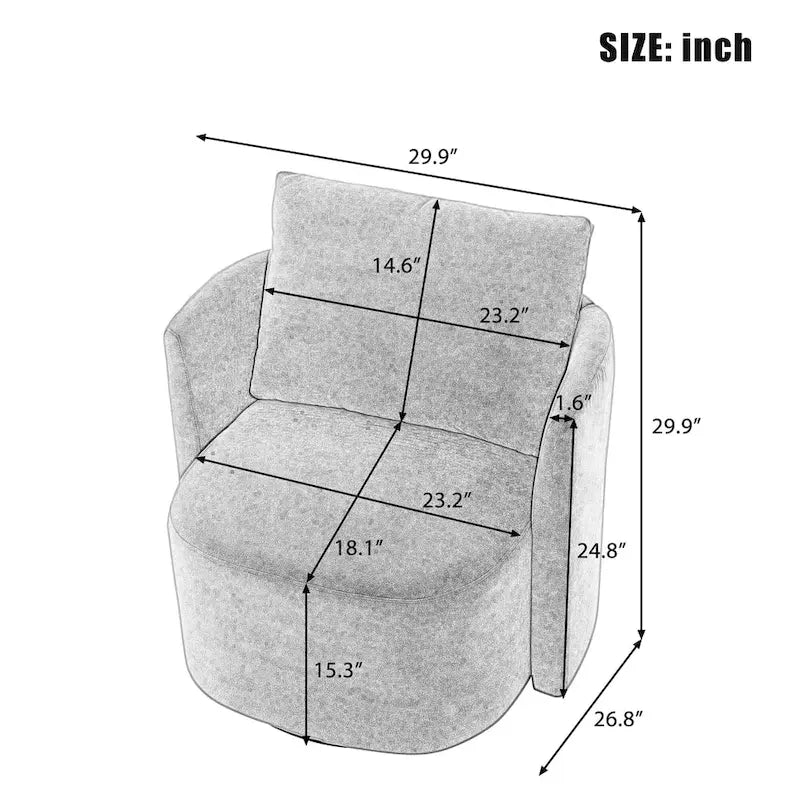 Sillón giratorio Chenilla 360 con diseño ergonómico curvo y capacidad de peso de 200 kg