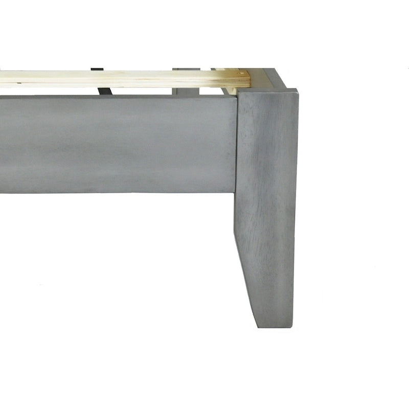 Estructura de cama king gris con cabecero tapizado, madera maciza, se adapta a 2
