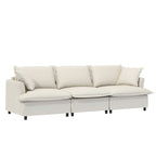 Juego de sofá seccional modular de chenilla beige/gris – 3 plazas + 2 sillones, capacidad para 5 personas