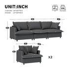 Juego de sofá seccional modular de chenilla beige/gris – 3 plazas + 2 sillones, capacidad para 5 personas