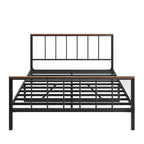 Cama Queen de plataforma de metal negro con cabecero