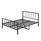 Cama Queen de plataforma de metal negro con cabecero