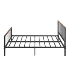Estructura de cama de plataforma de metal negro con cabecero y piecero, Queen, capacidad para 2–3 personas