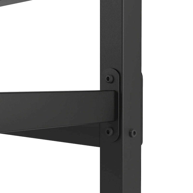 Estructura de cama de plataforma de metal negro con cabecero y piecero, Queen, capacidad para 2–3 personas