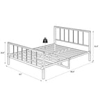 Estructura de cama de plataforma de metal negro con cabecero y piecero, Queen, capacidad para 2–3 personas