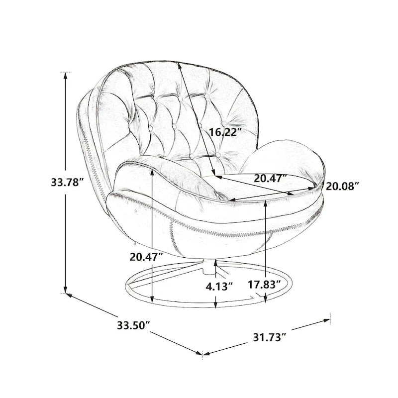 Sillón tapizado giratorio de terciopelo azul con otomana, asiento individual, patas de metal negro