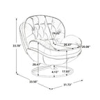 Sillón tapizado giratorio de terciopelo azul con otomana, asiento individual, patas de metal negro