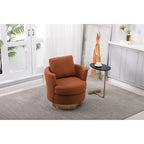 Sillón Giratorio Tapizado Moderno Marrón de 29.6" con Base de Acero Inoxidable Dorado