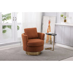 Sillón Giratorio Tapizado Moderno Marrón de 29.6" con Base de Acero Inoxidable Dorado