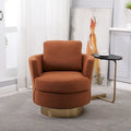 Sillón Giratorio Tapizado Moderno Marrón de 29.6" con Base de Acero Inoxidable Dorado