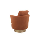 Sillón Giratorio Tapizado Moderno Marrón de 29.6" con Base de Acero Inoxidable Dorado
