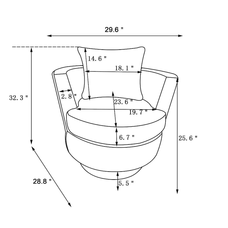 Sillón Giratorio Tapizado Moderno Marrón de 29.6" con Base de Acero Inoxidable Dorado