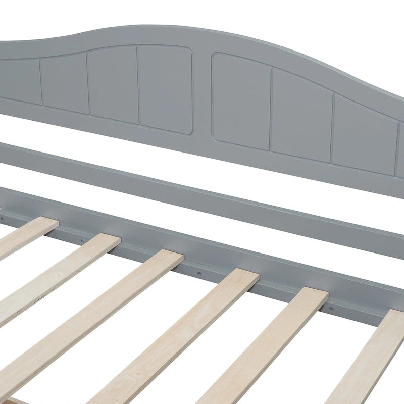 Base de cama de día con dosel, de madera de pino, tamaño individual y con 2 cajones de almacenamiento