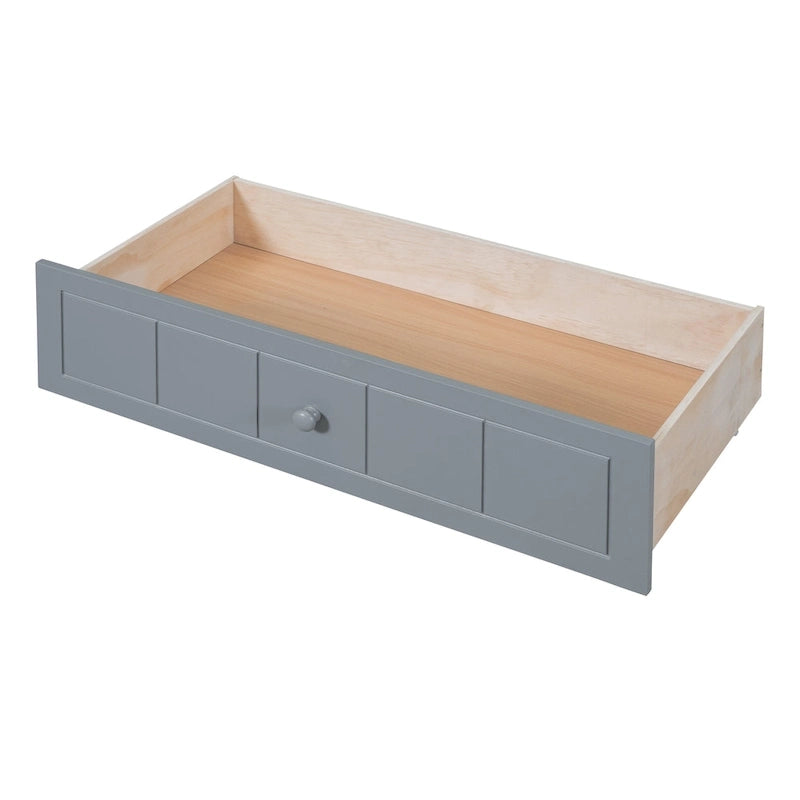Base de cama de día con dosel, de madera de pino, tamaño individual y con 2 cajones de almacenamiento