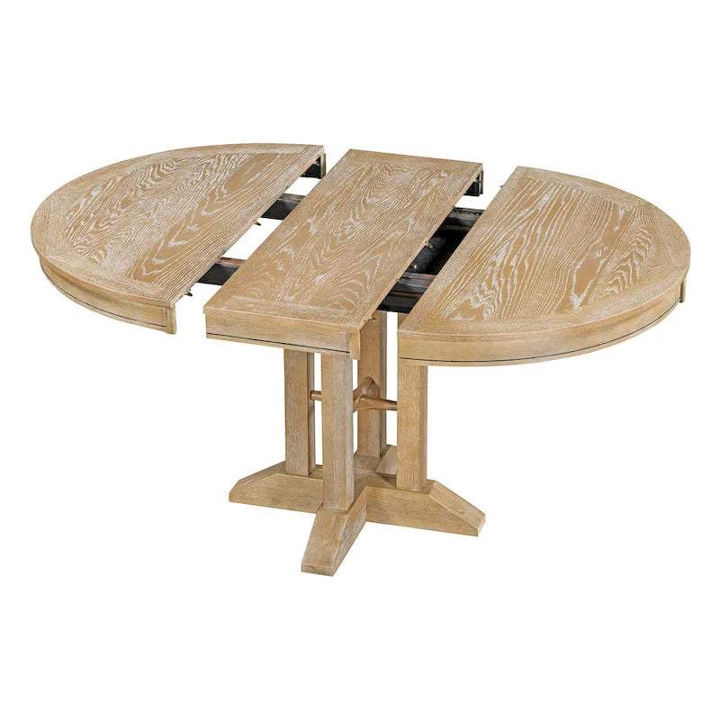 Juego de comedor de madera de 5 piezas con mesa redonda extensible y 4 sillas