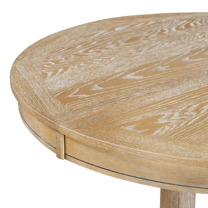 Juego de comedor de madera de 5 piezas con mesa redonda extensible y 4 sillas