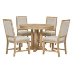 Juego de comedor de madera de 5 piezas con mesa redonda extensible y 4 sillas