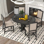 Juego de comedor de madera de 5 piezas con mesa redonda extensible y 4 sillas