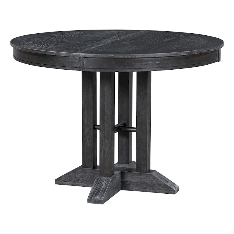 Juego de comedor de madera de 5 piezas con mesa redonda extensible y 4 sillas