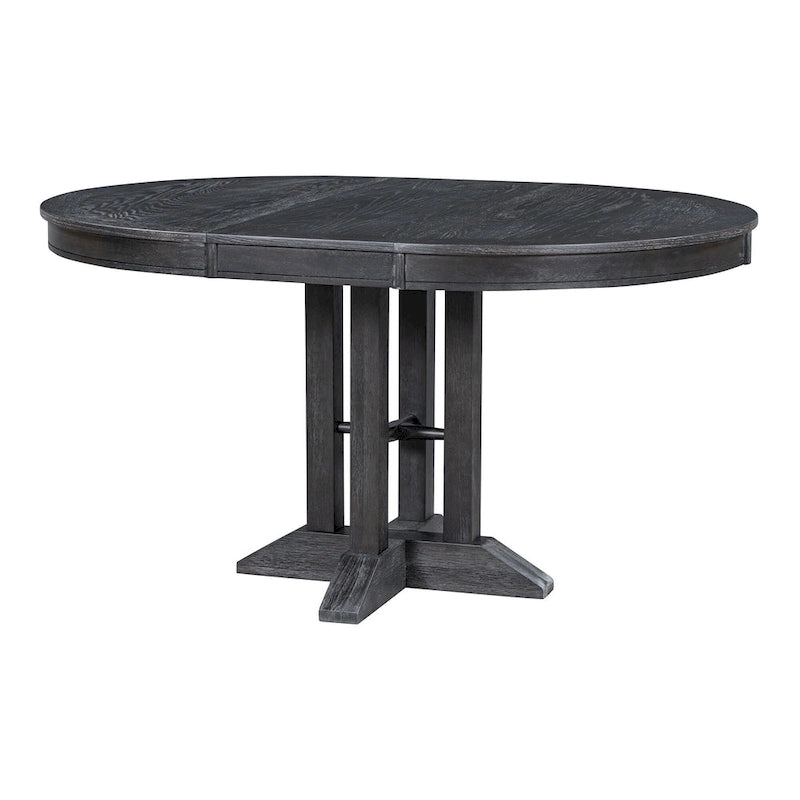 Juego de comedor de madera de 5 piezas con mesa redonda extensible y 4 sillas