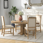 Juego de comedor de madera de 5 piezas con mesa redonda extensible y 4 sillas