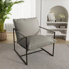 Sillón de Acento con Estructura Metálica y Asiento Colgante – Estilo Cuadrado Abierto, 1 Persona (Marrón / Gris Claro / Azul / Negro / Beige)