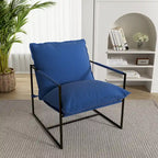 Sillón de Acento con Estructura Metálica y Asiento Colgante – Estilo Cuadrado Abierto, 1 Persona (Marrón / Gris Claro / Azul / Negro / Beige)