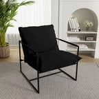 Sillón de Acento con Estructura Metálica y Asiento Colgante – Estilo Cuadrado Abierto, 1 Persona (Marrón / Gris Claro / Azul / Negro / Beige)