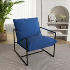 Sillón de Acento con Estructura Metálica y Asiento Colgante – Estilo Cuadrado Abierto, 1 Persona (Marrón / Gris Claro / Azul / Negro / Beige)
