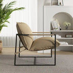 Sillón de Acento con Estructura Metálica y Asiento Colgante – Estilo Cuadrado Abierto, 1 Persona (Marrón / Gris Claro / Azul / Negro / Beige)