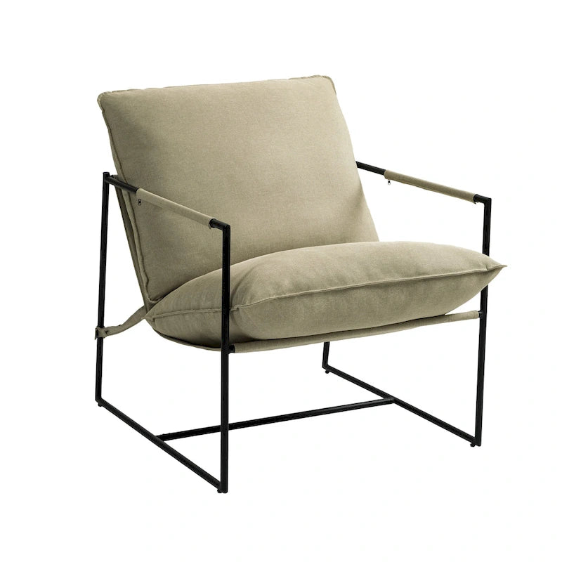 Sillón de Acento con Estructura Metálica y Asiento Colgante – Estilo Cuadrado Abierto, 1 Persona (Marrón / Gris Claro / Azul / Negro / Beige)