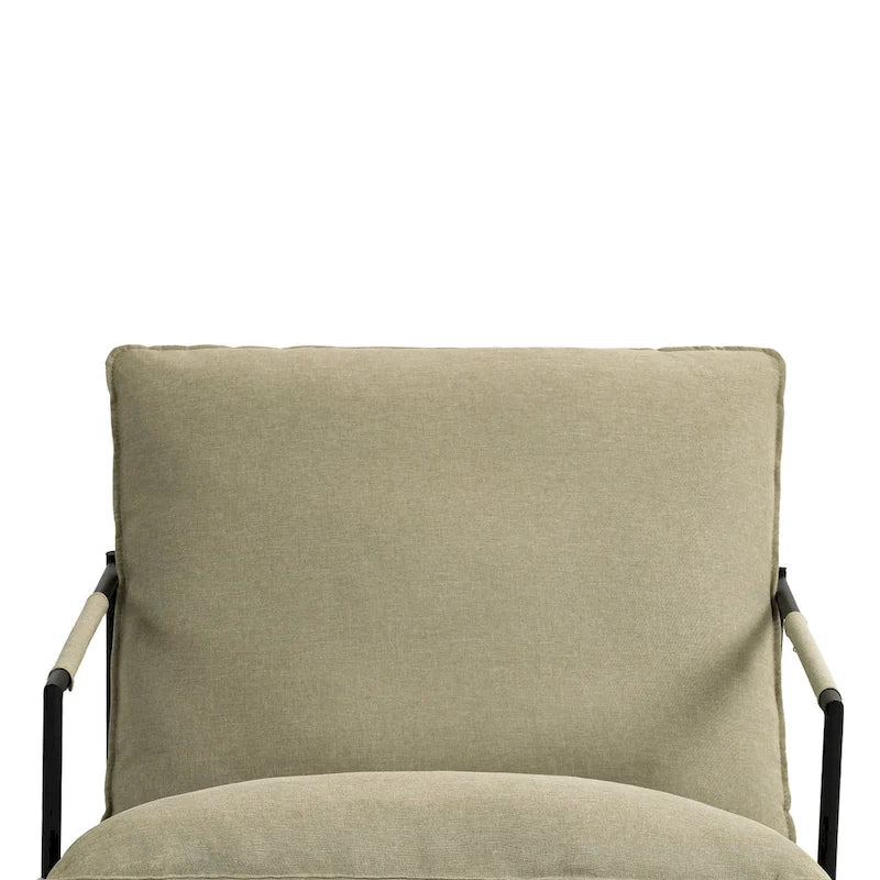 Sillón de Acento con Estructura Metálica y Asiento Colgante – Estilo Cuadrado Abierto, 1 Persona (Marrón / Gris Claro / Azul / Negro / Beige)