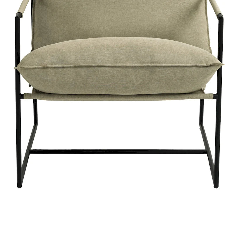 Sillón de Acento con Estructura Metálica y Asiento Colgante – Estilo Cuadrado Abierto, 1 Persona (Marrón / Gris Claro / Azul / Negro / Beige)