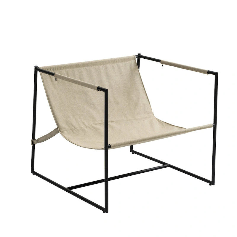 Sillón de Acento con Estructura Metálica y Asiento Colgante – Estilo Cuadrado Abierto, 1 Persona (Marrón / Gris Claro / Azul / Negro / Beige)