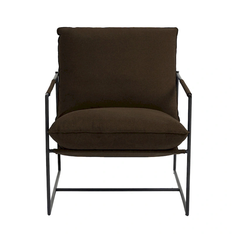 Sillón de Acento con Estructura Metálica y Asiento Colgante – Estilo Cuadrado Abierto, 1 Persona (Marrón / Gris Claro / Azul / Negro / Beige)