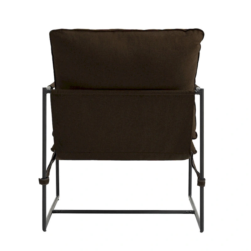 Sillón de Acento con Estructura Metálica y Asiento Colgante – Estilo Cuadrado Abierto, 1 Persona (Marrón / Gris Claro / Azul / Negro / Beige)