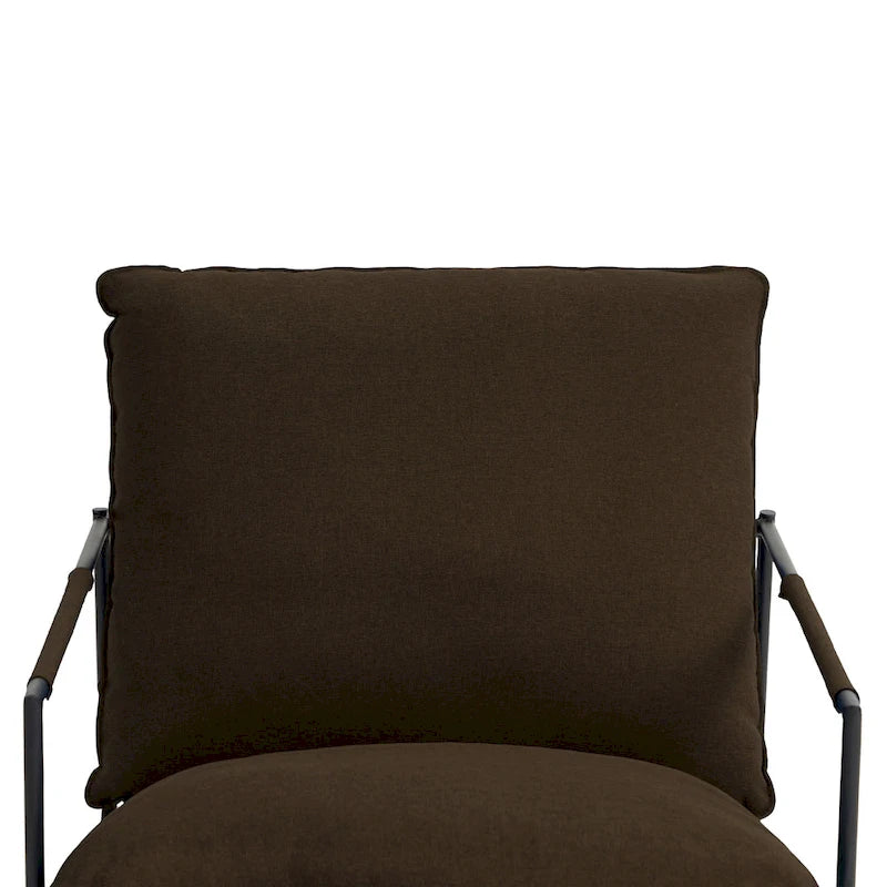 Sillón de Acento con Estructura Metálica y Asiento Colgante – Estilo Cuadrado Abierto, 1 Persona (Marrón / Gris Claro / Azul / Negro / Beige)