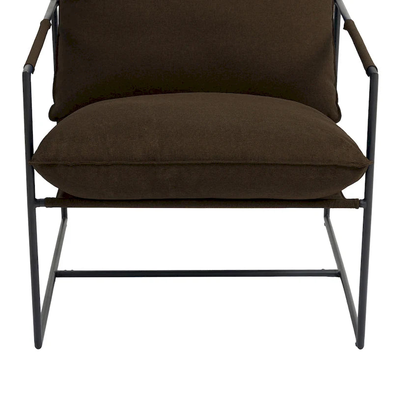 Sillón de Acento con Estructura Metálica y Asiento Colgante – Estilo Cuadrado Abierto, 1 Persona (Marrón / Gris Claro / Azul / Negro / Beige)