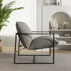Sillón de Acento con Estructura Metálica y Asiento Colgante – Estilo Cuadrado Abierto, 1 Persona (Marrón / Gris Claro / Azul / Negro / Beige)