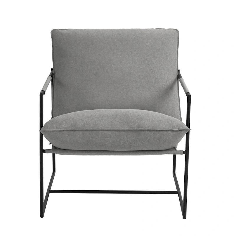 Sillón de Acento con Estructura Metálica y Asiento Colgante – Estilo Cuadrado Abierto, 1 Persona (Marrón / Gris Claro / Azul / Negro / Beige)