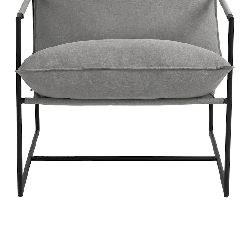 Sillón de Acento con Estructura Metálica y Asiento Colgante – Estilo Cuadrado Abierto, 1 Persona (Marrón / Gris Claro / Azul / Negro / Beige)