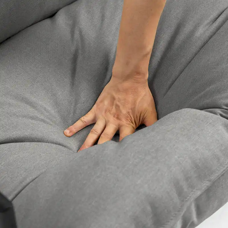 Sillón de Acento con Estructura Metálica y Asiento Colgante – Estilo Cuadrado Abierto, 1 Persona (Marrón / Gris Claro / Azul / Negro / Beige)
