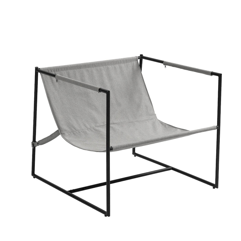 Sillón de Acento con Estructura Metálica y Asiento Colgante – Estilo Cuadrado Abierto, 1 Persona (Marrón / Gris Claro / Azul / Negro / Beige)