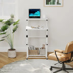 Escritorio de altura ajustable negro/blanco con estante, 1 persona