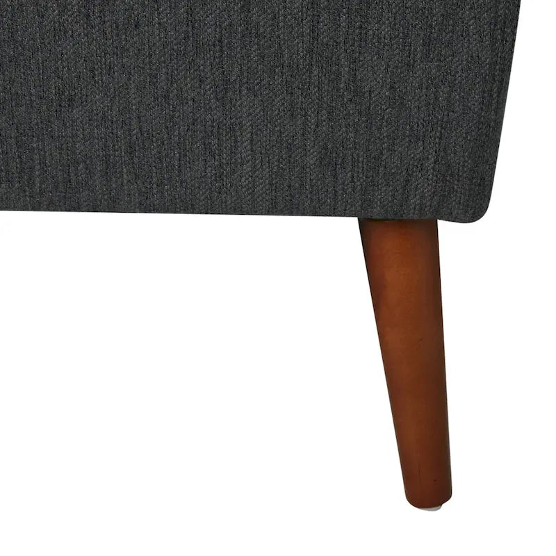 Sofá de dos plazas de estilo Mid-Century, carbón/beige + nogal