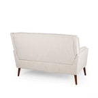 Sofá de dos plazas de estilo Mid-Century, carbón/beige + nogal