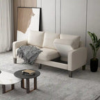 Sofá de tela de 3 plazas beige / gris / gris y negro con almacenaje