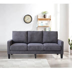 Sofá de tela de 3 plazas beige / gris / gris y negro con almacenaje