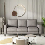 Sofá de tela de 3 plazas beige / gris / gris y negro con almacenaje