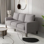 Sofá de tela de 3 plazas beige / gris / gris y negro con almacenaje